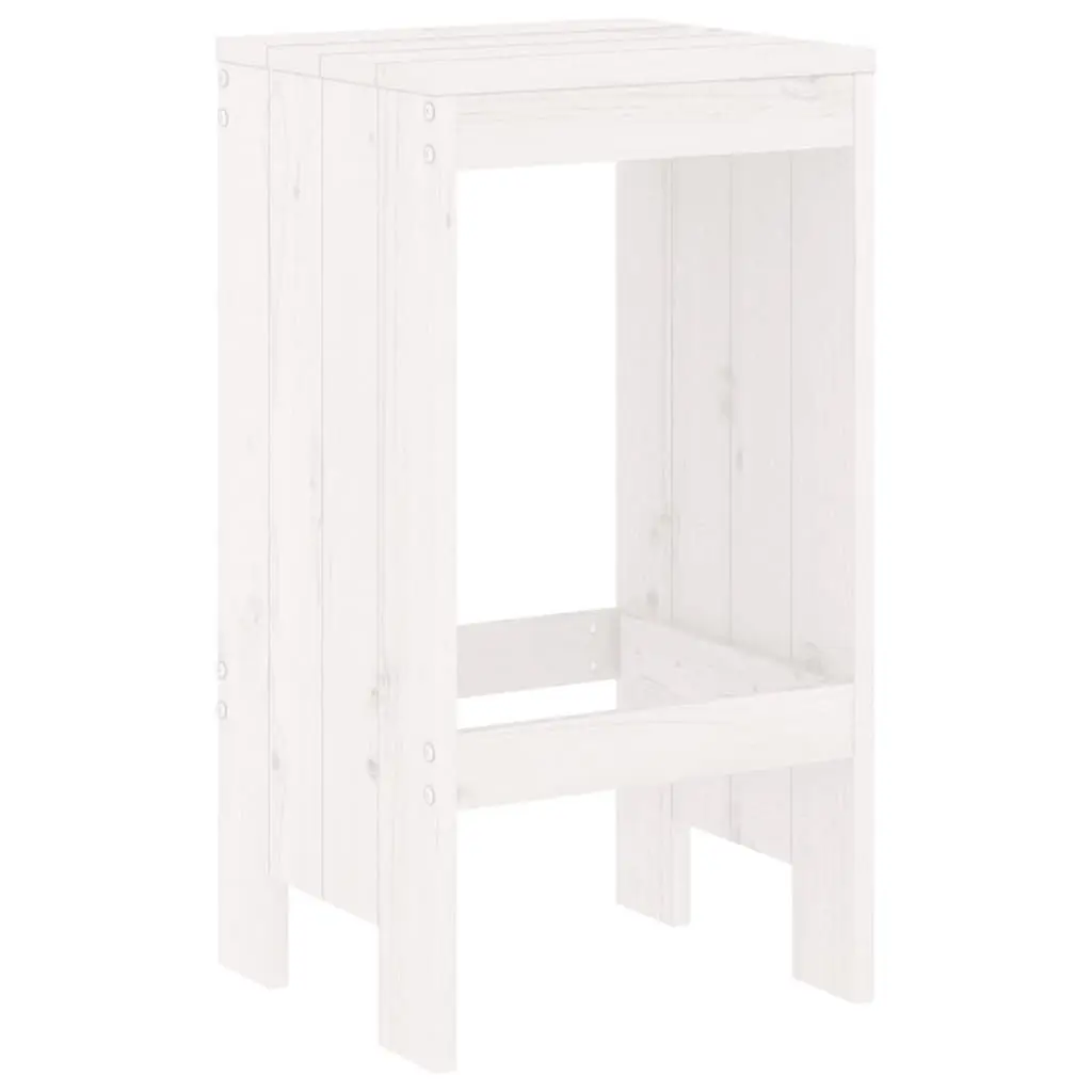 Garden Bar Set White Solid Pine Wood 5 Piece Outdoor Patio Furniture Stools Table