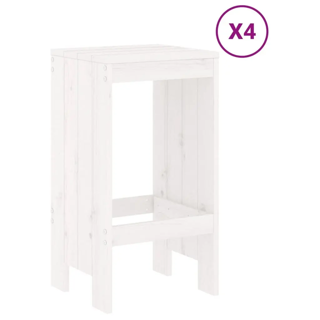 Garden Bar Set 5 Piece White Wood Patio Furniture Outdoor Dining Stools Table