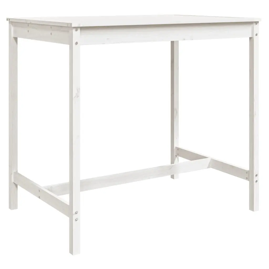 Garden Bar Set 5 Piece White Wood Patio Furniture Outdoor Dining Stools Table