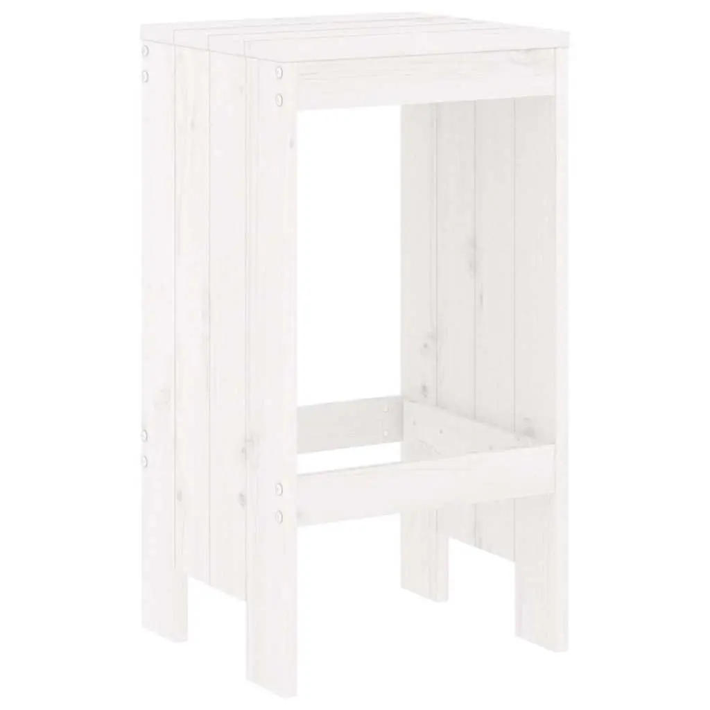 7 Piece Outdoor Bar Set White Solid Pine Wood Furniture Patio Dining Stools
