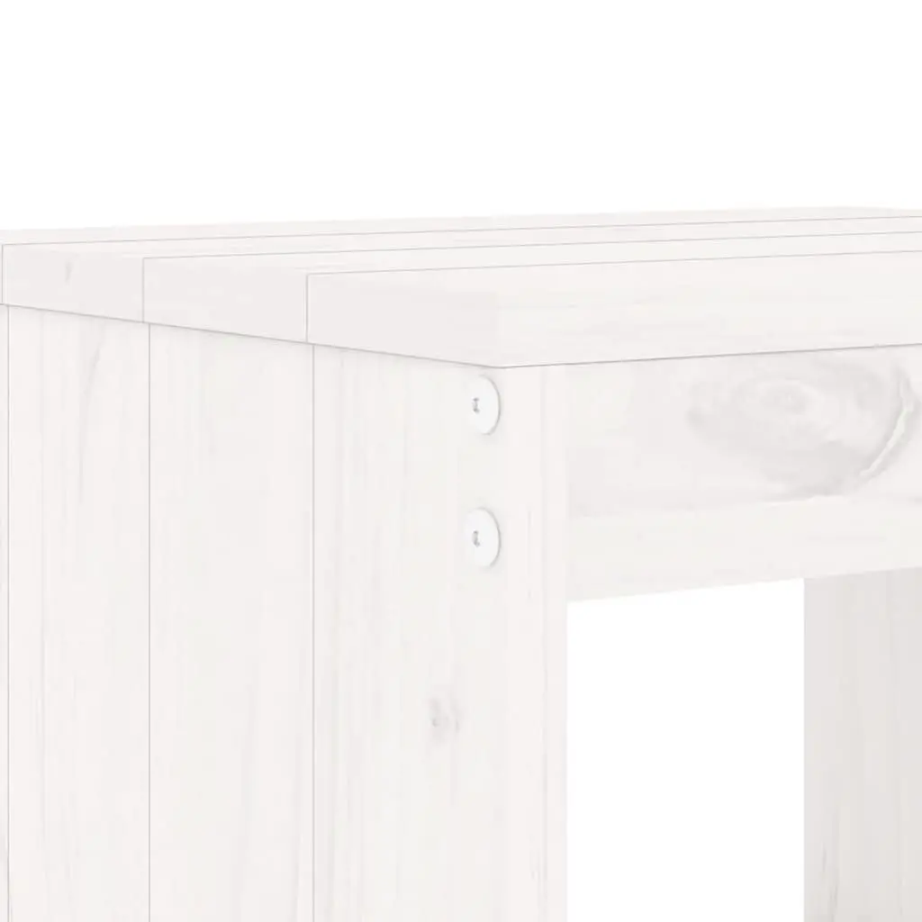 7 Piece Outdoor Bar Set White Solid Pine Wood Furniture Patio Dining Stools