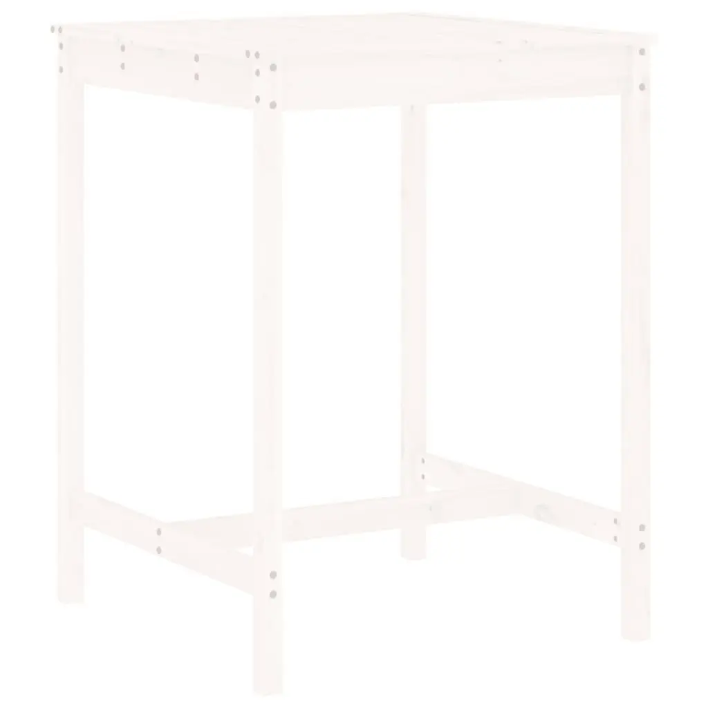 3 Piece Outdoor Patio Furniture Set White Solid Pine Wood Bar Table and Stools