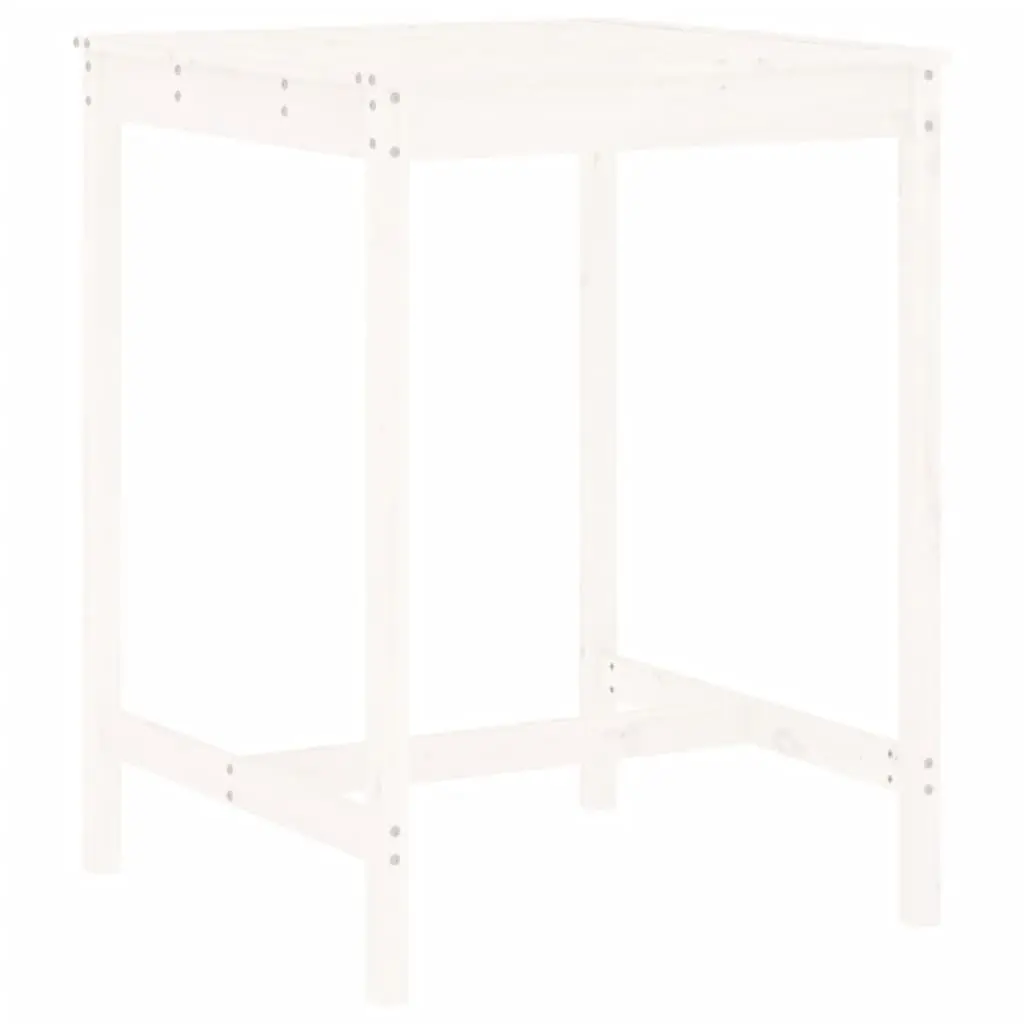 Outdoor Bar Furniture Set 5 Piece White Solid Pine Wood Table with Backrest and Footrest for Patio Garden Balcony