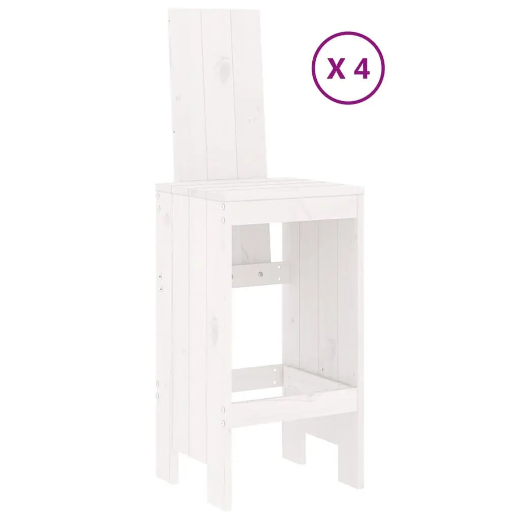 Garden Bar Set White Solid Pine Wood 5 Piece Outdoor Furniture Patio Dining Stool Table