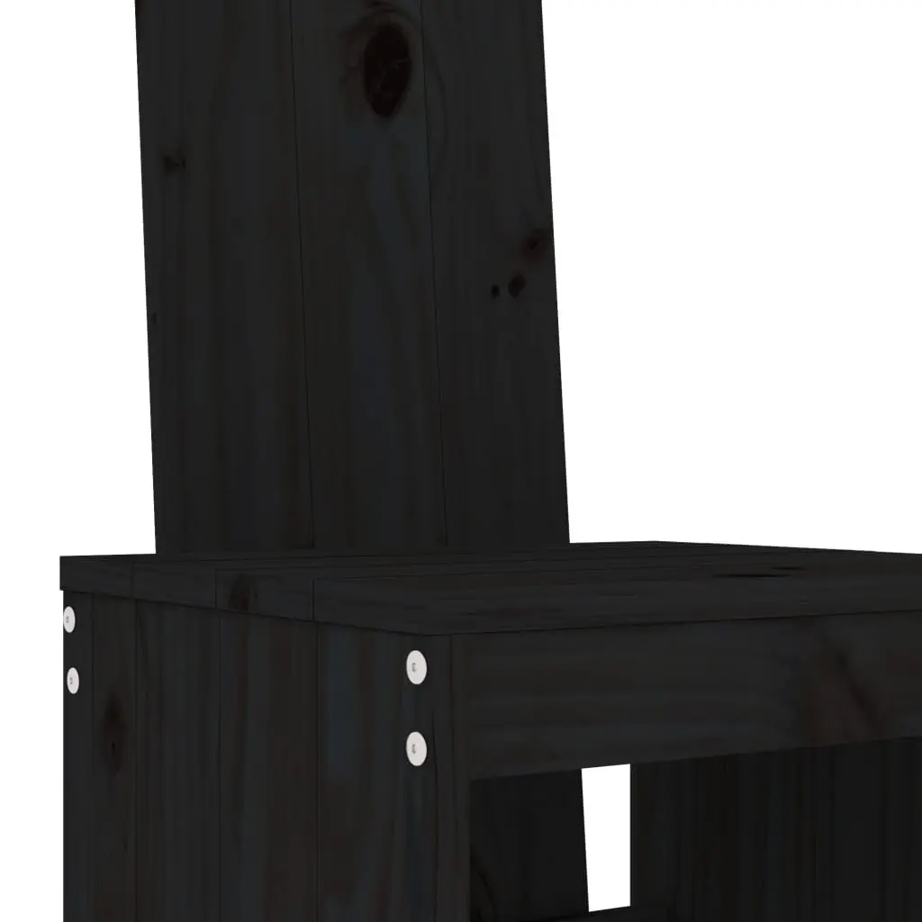 Garden Bar Set 5 Piece Outdoor Furniture Solid Wood Pine Black Patio Dining