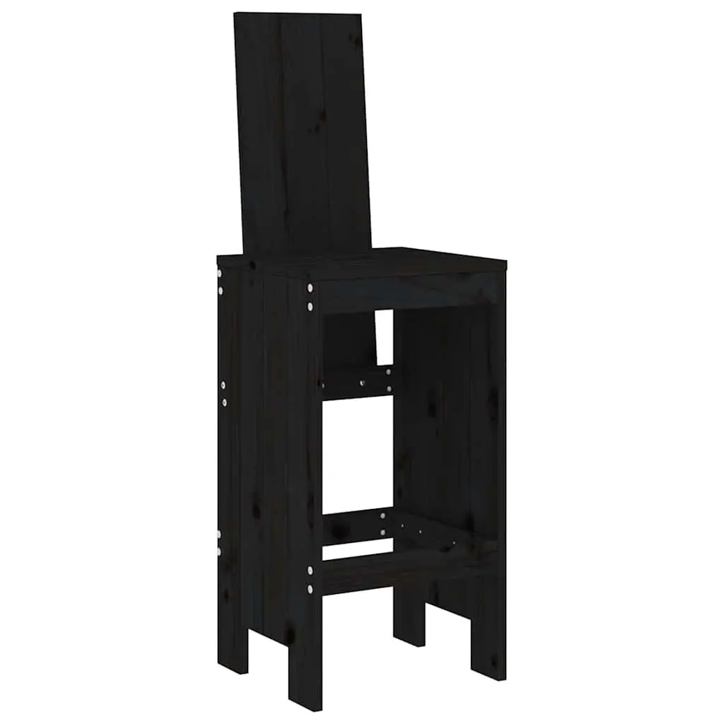 Garden Bar Set Solid Pine Wood Black 7 Piece Outdoor Patio Furniture