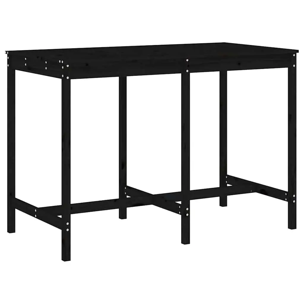 Garden Bar Set Solid Pine Wood Black 7 Piece Outdoor Patio Furniture