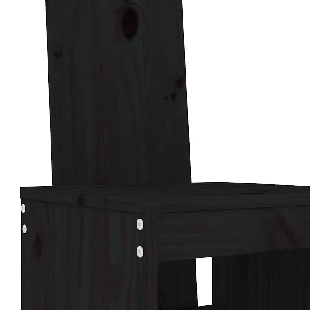 Garden Bar Set Solid Pine Wood Black 7 Piece Outdoor Patio Furniture