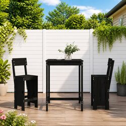 Black Solid Pine Garden Bar Set for Outdoor Use