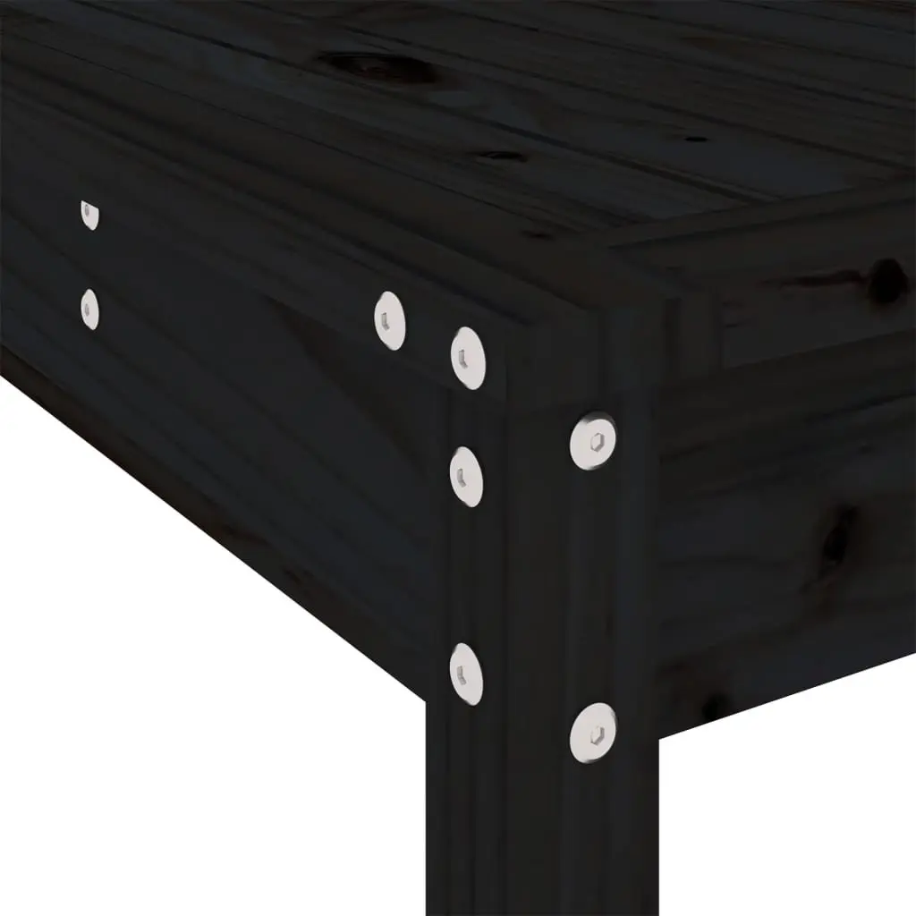 3 Piece Garden Bar Set Black Solid Pine Wood Outdoor Patio Furniture Table