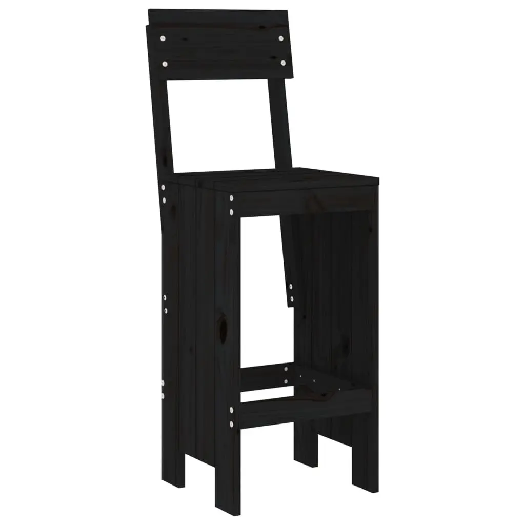 Garden Bar Set 5 Piece Outdoor Furniture Black Wood Patio Dining Stools Table