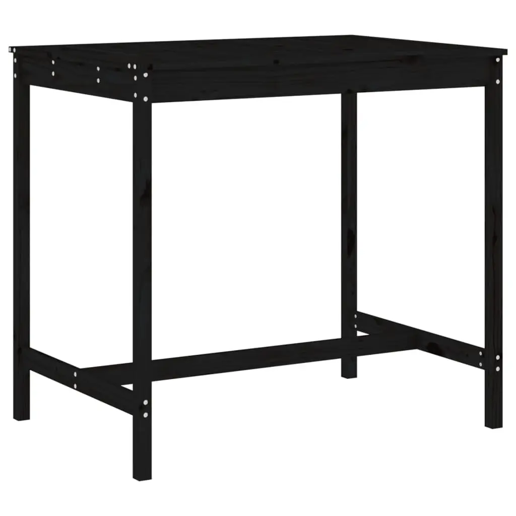 Garden Bar Set 5 Piece Outdoor Furniture Black Wood Patio Dining Stools Table