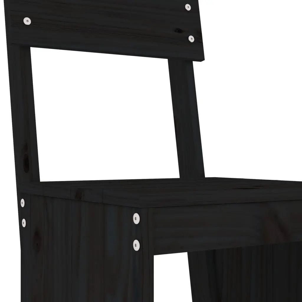 Garden Bar Set 5 Piece Outdoor Furniture Black Wood Patio Dining Stools Table