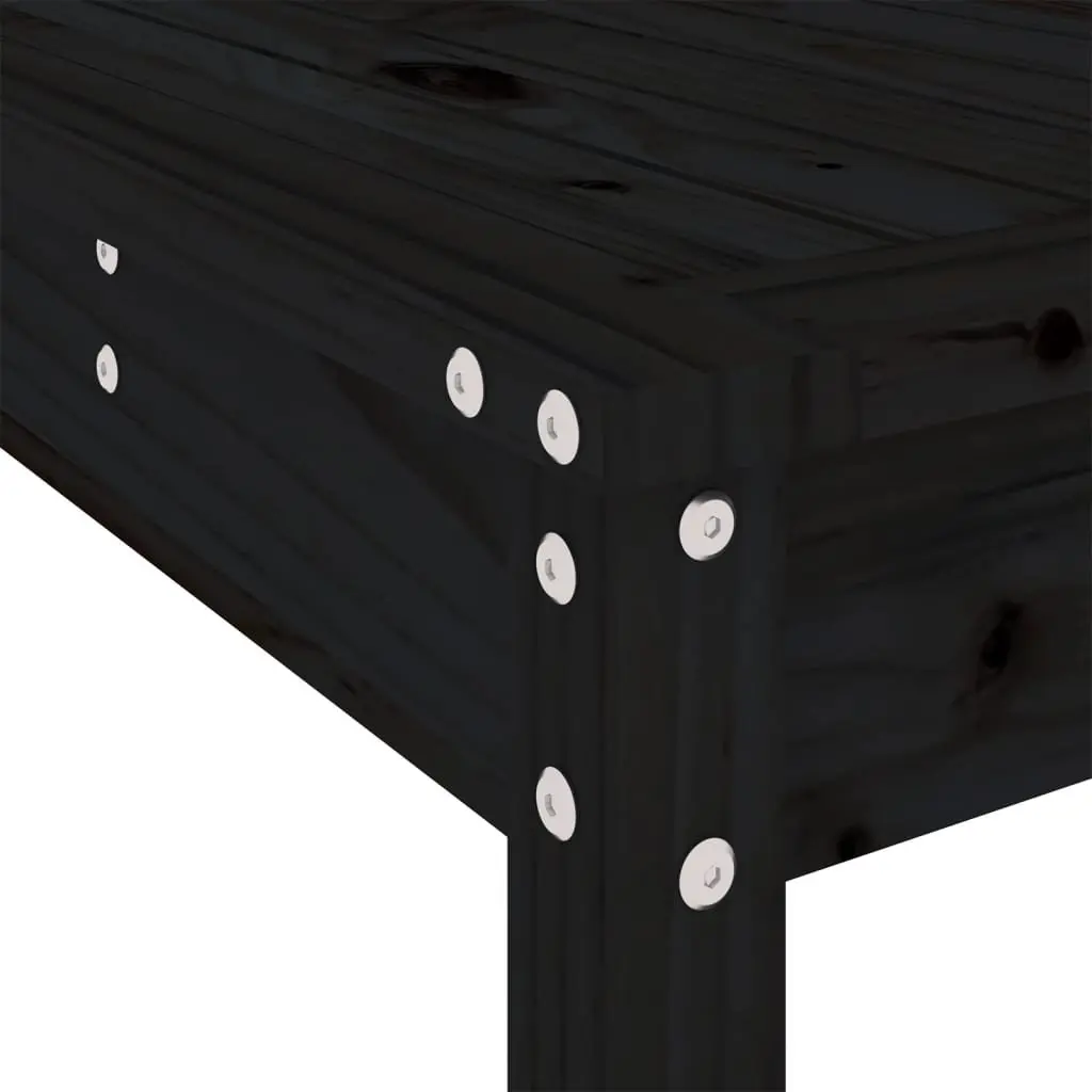 Garden Bar Set 5 Piece Outdoor Furniture Black Wood Patio Dining Stools Table