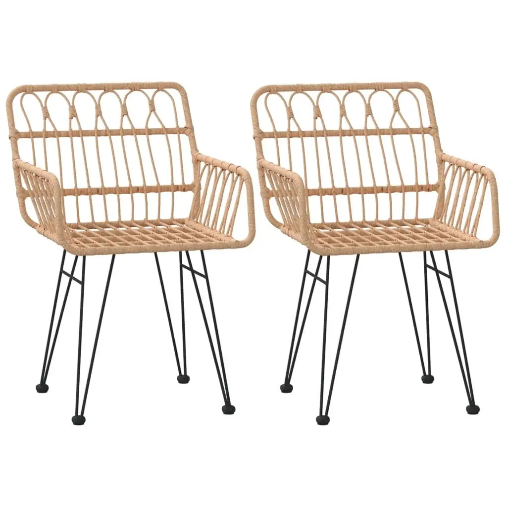 Garden Dining Set Poly Rattan 3 Piece Outdoor Furniture Brown Table Chairs