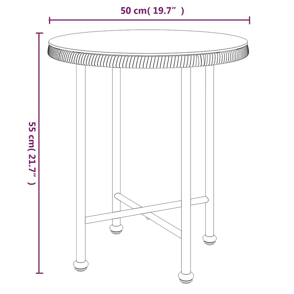 Outdoor Dining Set PE Rattan Steel Frame 3 Piece Black Patio Table Chair