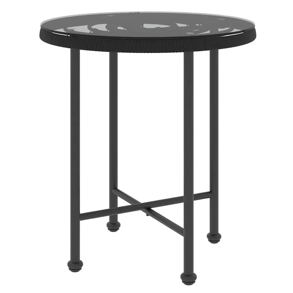 Outdoor Dining Set PE Rattan Steel Frame 3 Piece Black Patio Table Chair