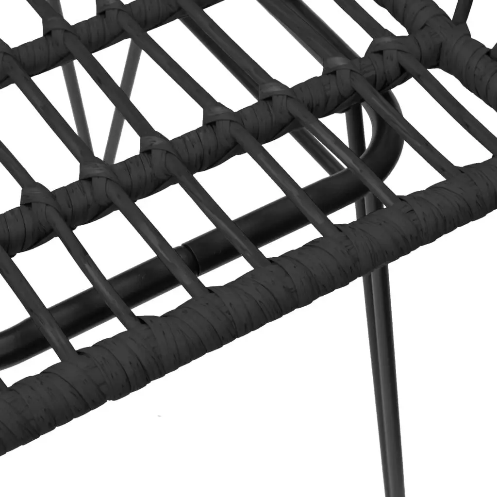 Outdoor Dining Set PE Rattan Steel Frame 3 Piece Black Patio Table Chair