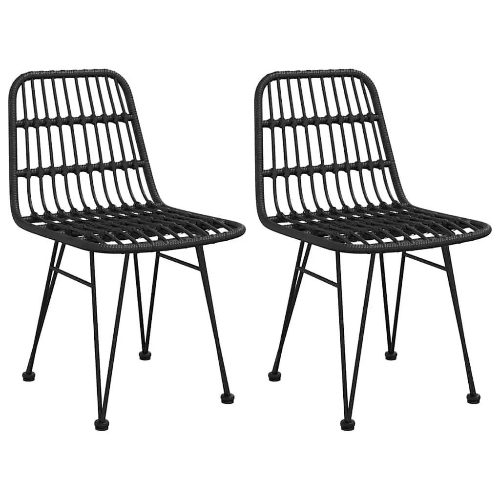 Outdoor Garden Dining Set 3 Piece Black Poly Rattan Patio Furniture