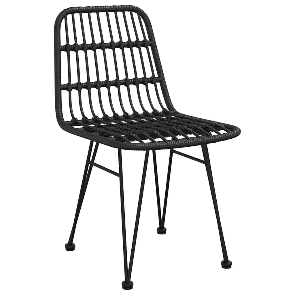 Outdoor Garden Dining Set 3 Piece Black Poly Rattan Patio Furniture