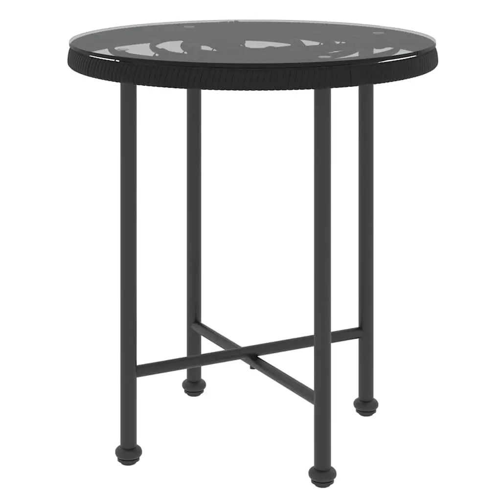Outdoor Garden Dining Set 3 Piece Black Poly Rattan Patio Furniture