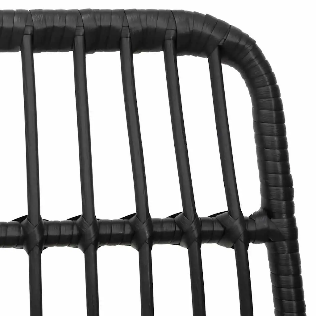 Outdoor Garden Dining Set 3 Piece Black Poly Rattan Patio Furniture