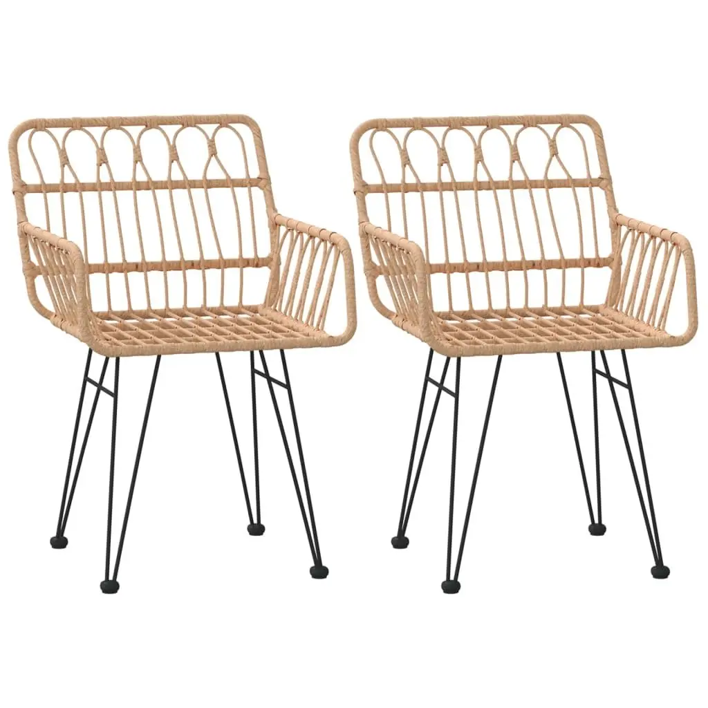 3 Piece Garden Dining Set Outdoor Patio Furniture PE Rattan Table Chairs Brown