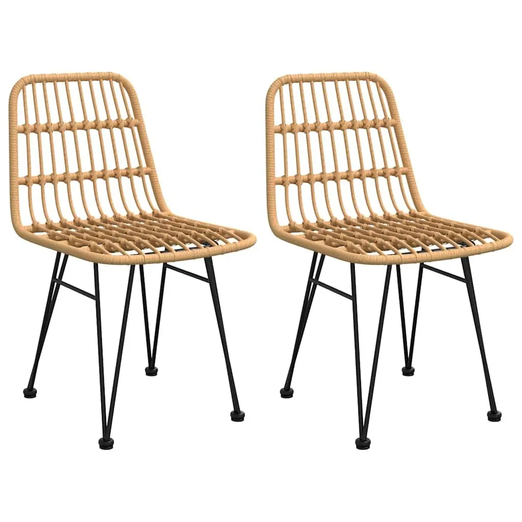 3 Piece Garden Dining Set Outdoor Patio Furniture Brown Poly Rattan Chairs Table