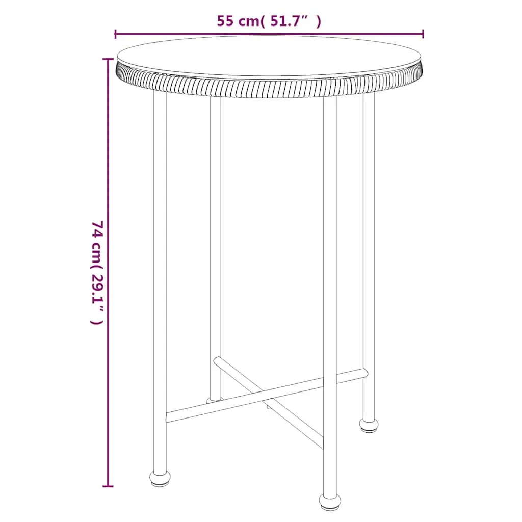 Garden Dining Set 3 Piece PE Poly Rattan Steel Frame Black Outdoor Table Chairs