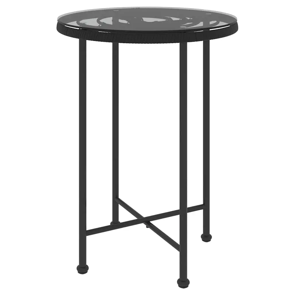 Garden Dining Set 3 Piece PE Poly Rattan Steel Frame Black Outdoor Table Chairs