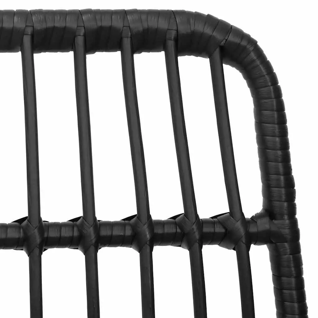 Garden Dining Set 3 Piece PE Poly Rattan Steel Frame Black Outdoor Table Chairs