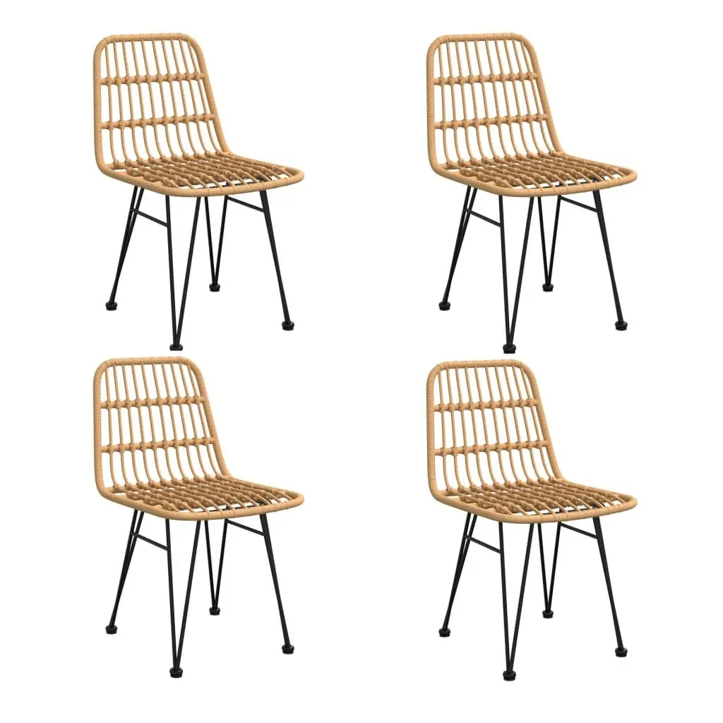5 Piece Garden Dining Set Outdoor Patio Furniture Brown Rattan Chairs Table