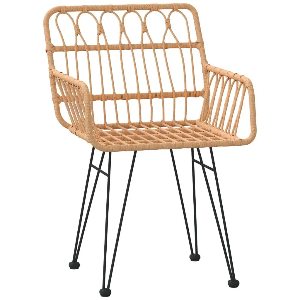 5 Piece Garden Dining Set Poly Rattan Brown Outdoor Patio Furniture Chairs Table