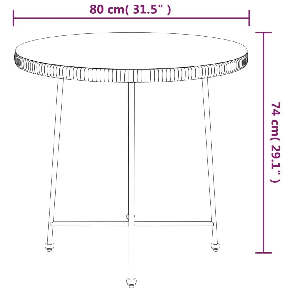 5 Piece Garden Dining Set PE Rattan Steel Frame Black Outdoor Furniture