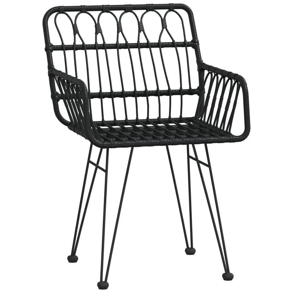 5 Piece Garden Dining Set PE Rattan Steel Frame Black Outdoor Furniture