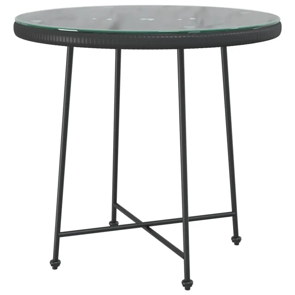 5 Piece Garden Dining Set PE Rattan Steel Frame Black Outdoor Furniture