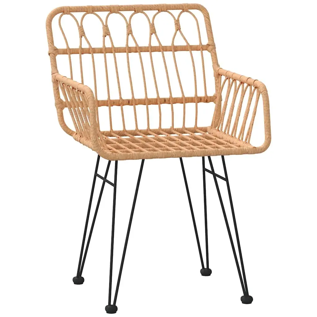 Garden Dining Set PE Rattan Steel Frame 5 Piece Outdoor Furniture Table Chairs Brown