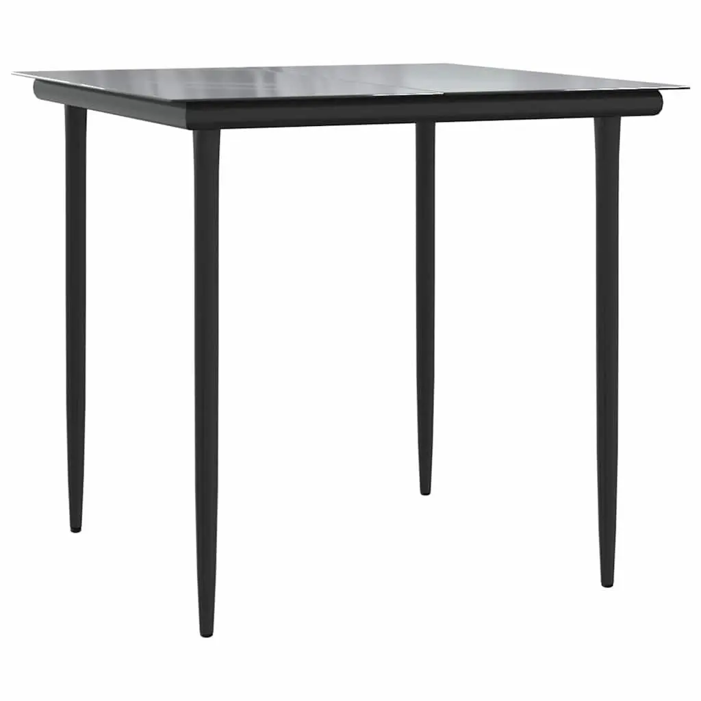 5 Piece Garden Dining Set Steel Frame PE Rattan Black Outdoor Patio Furniture