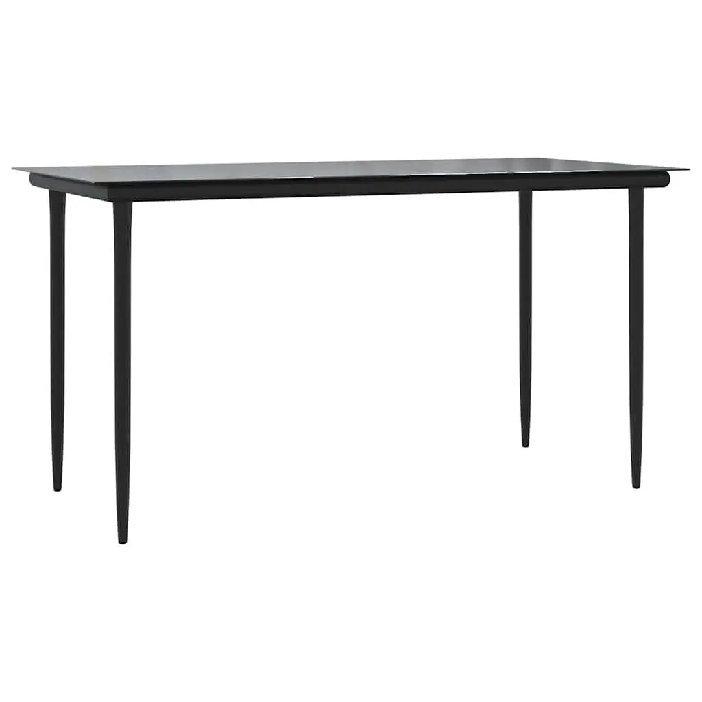 5 Piece Garden Dining Set PE Rattan Steel Frame Tempered Glass Black