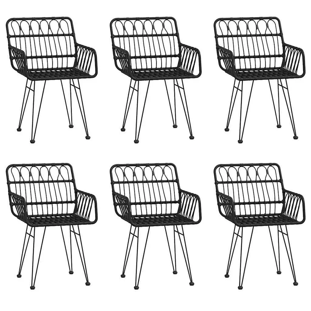 7 Piece Garden Dining Set Black Outdoor Patio Furniture with Chairs Table