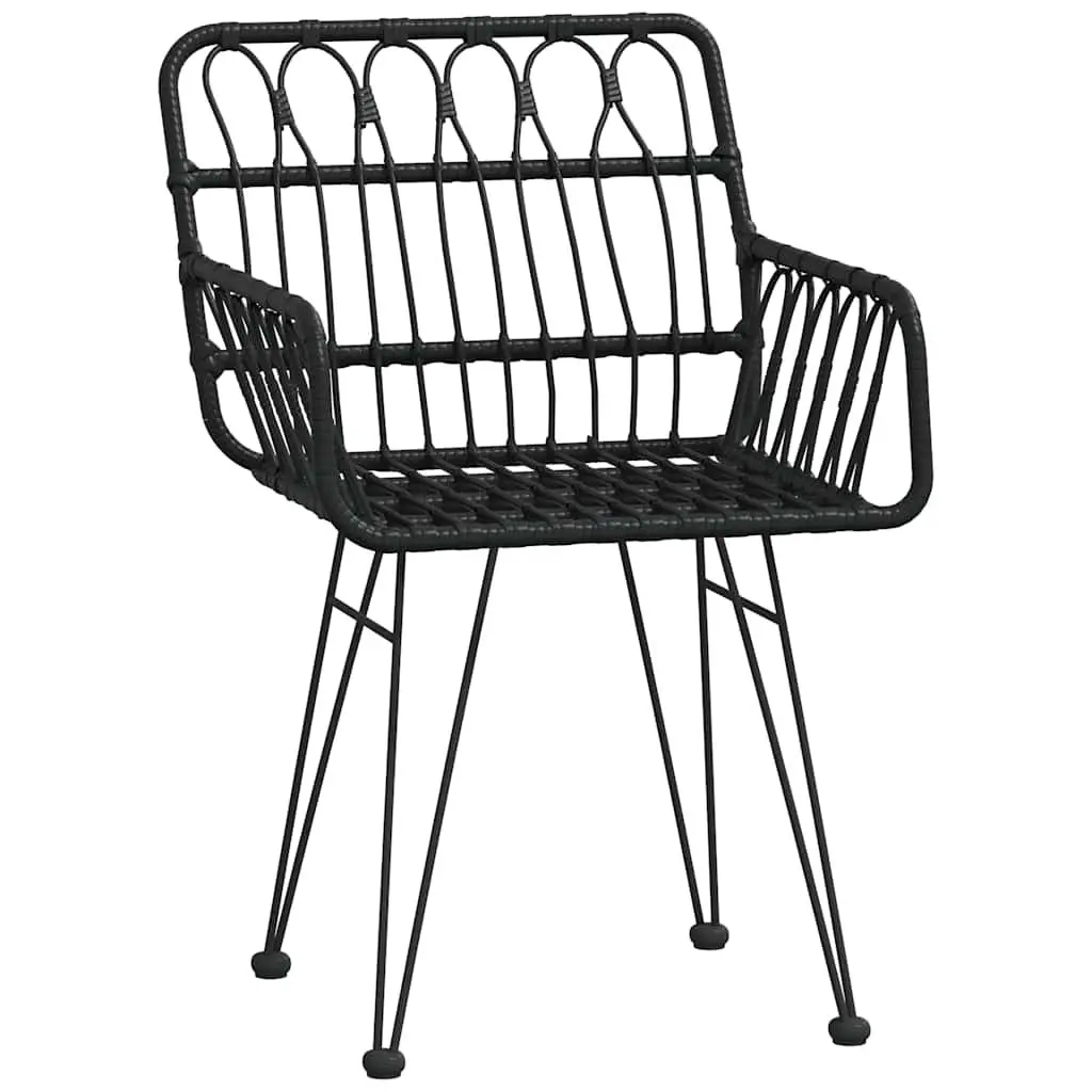 7 Piece Garden Dining Set Black Outdoor Patio Furniture with Chairs Table