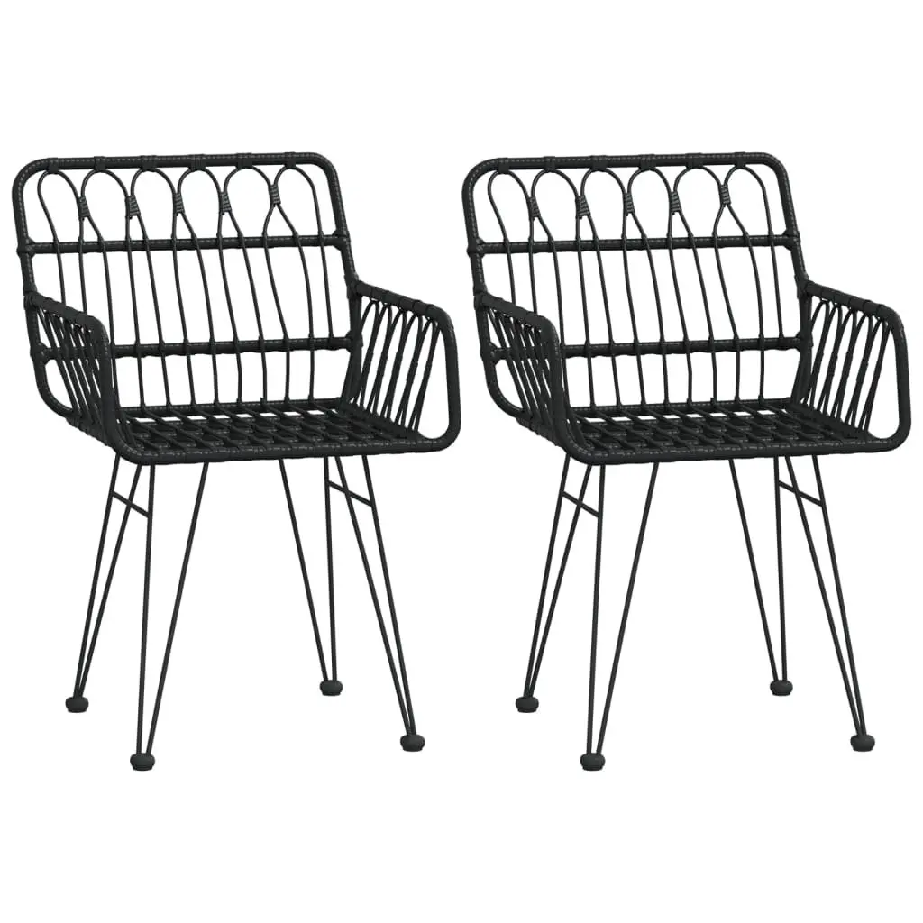 Outdoor Garden Dining Set 3 Piece Black Poly Rattan Patio Furniture Chairs Table