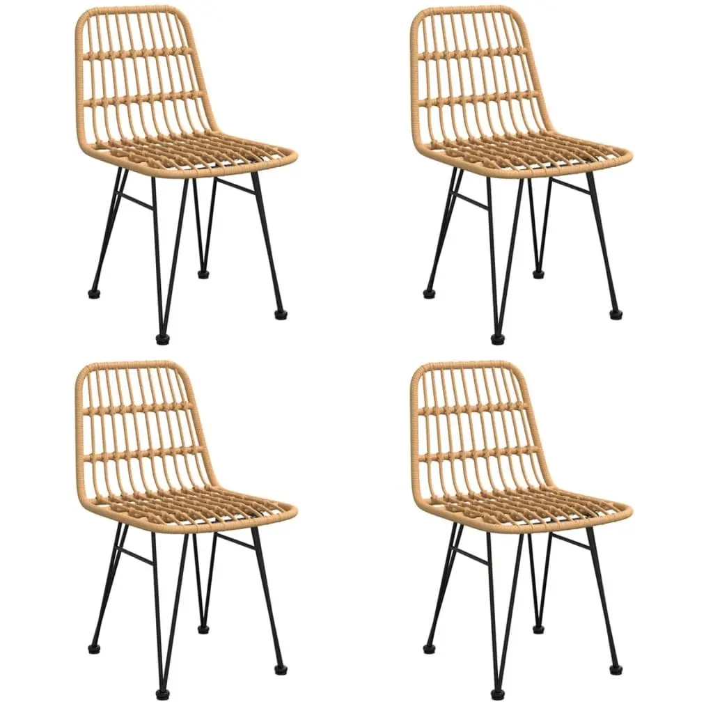 Outdoor Patio Dining Set 5 Piece Brown Rattan Table and Chairs Weather Resistant Furniture