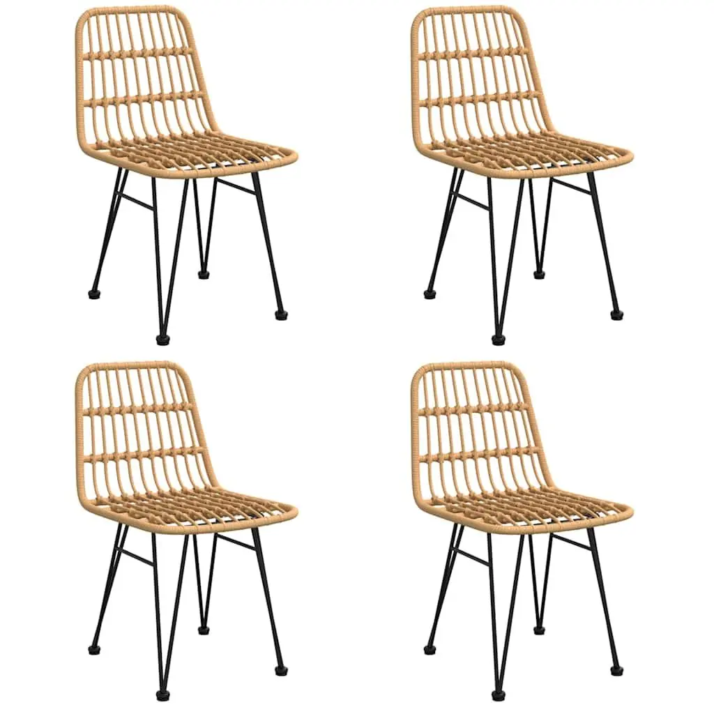 Garden Dining Set 5 Piece Outdoor Furniture Poly Rattan Brown Patio Table Chairs
