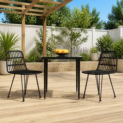 Practical 3-Piece Black Outdoor Dining Set