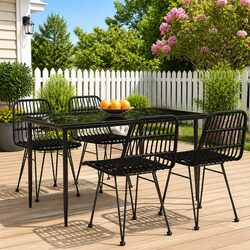 Functional 5 Piece Black Garden Dining Set for Home Use
