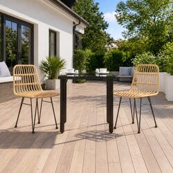 3 Piece Outdoor Garden Dining Set Brown PE Rattan Patio Furniture with Chairs