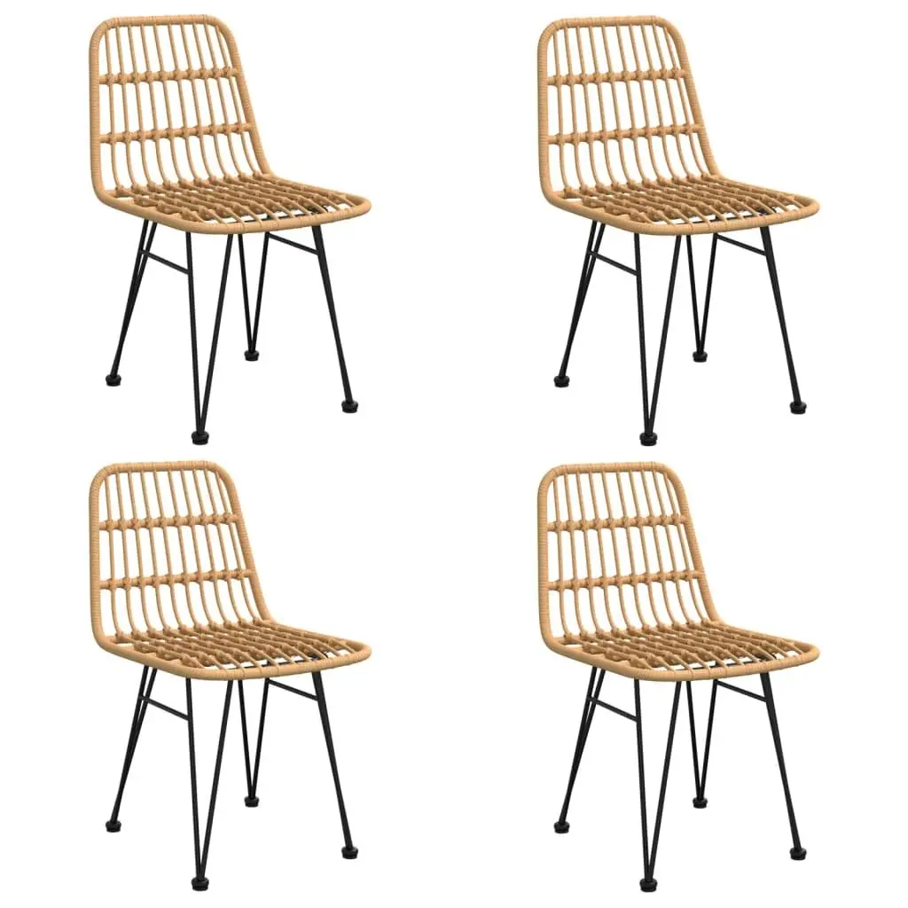 Garden Dining Set 5 Piece Outdoor Furniture Table Chairs Brown Poly Rattan