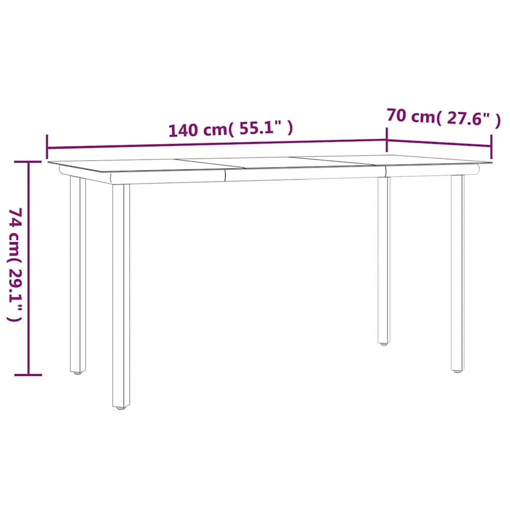 5 Piece Garden Dining Set Poly Rattan Steel Frame Tempered Glass Table Black
