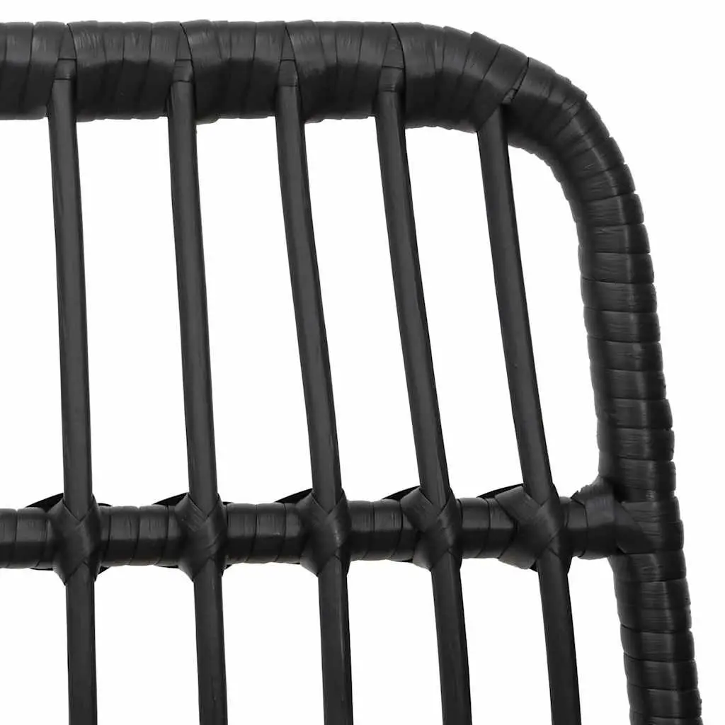 5 Piece Garden Dining Set Poly Rattan Steel Frame Tempered Glass Table Black